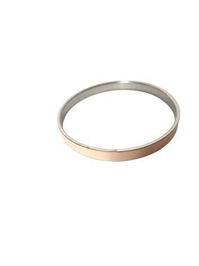 Vintage Cream Enamel Bangle Bracelet Silver Tone OS